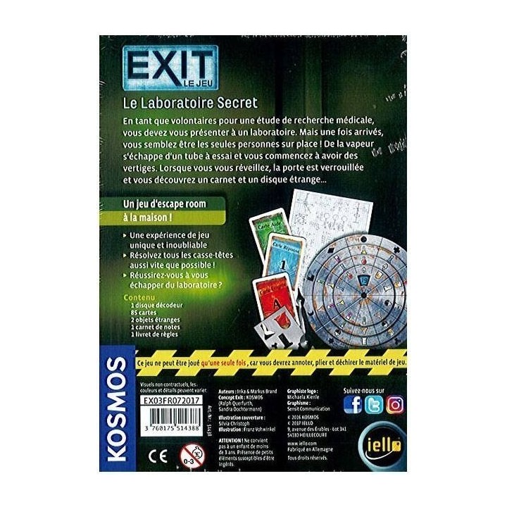 Jeux de société - Exit : Le Laboratoire Secret