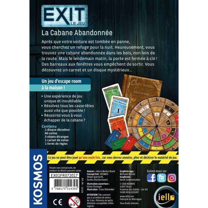 Jeux de société - Exit : La Cabane Abandonnée