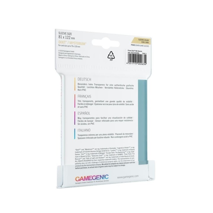 Gamegenic Prime Sleeves 90 pochettes Large 81 x 122 mm - Dixit