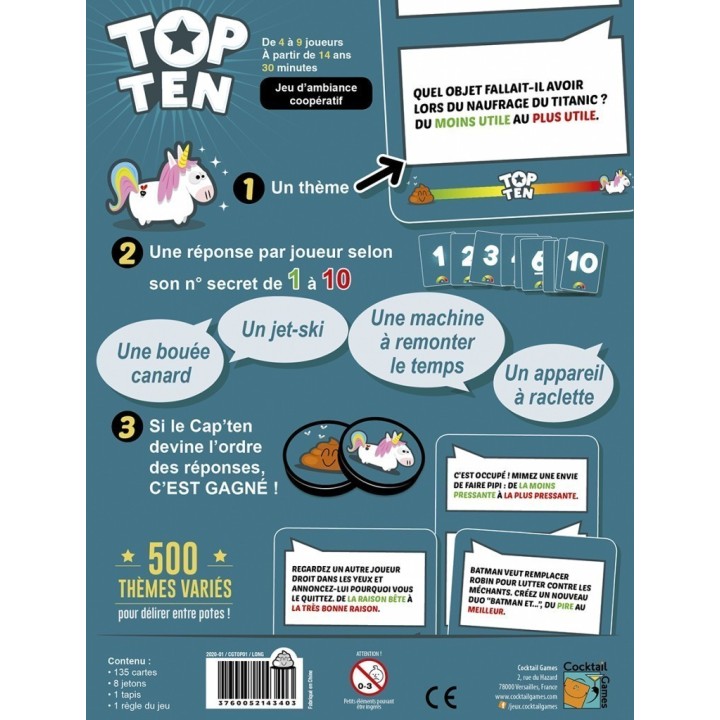 Jeux de société - Top Ten