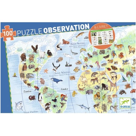 Puzzle Djeco Observation - Les animaux du monde - 100 pièces