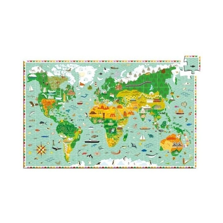 Puzzle Djeco Observation - Tour du monde + Livret - 200 pièces