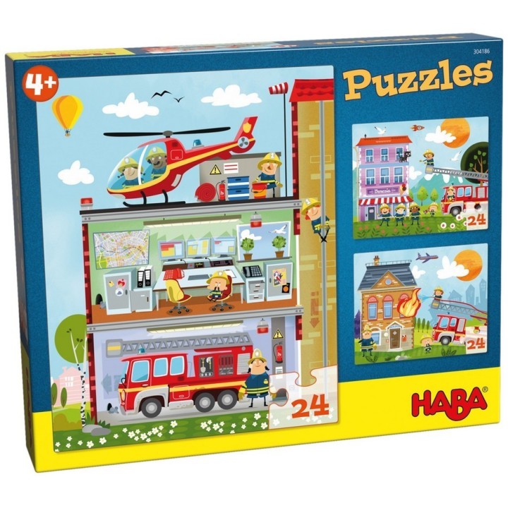 Puzzle HABA - Ma Petite Caserne de Pompiers - 3 x 24 Pièces
