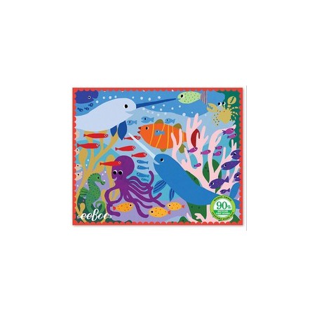 Mini Puzzle Retro - Narval et Poissons - 36 pièces