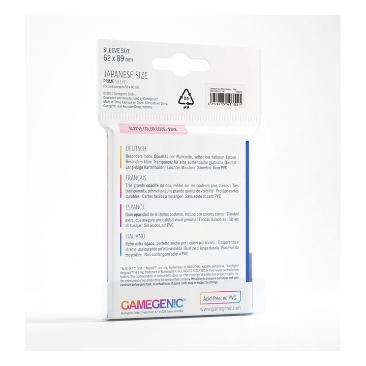 Protège-cartes Gamegenic - 60 Japanese Prime Sleeves - Bleu