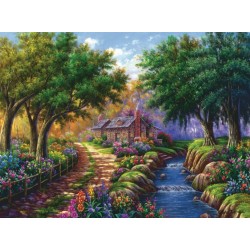 Puzzle Ravensburger : Cottage au bord de la rivière - 1500 pièces