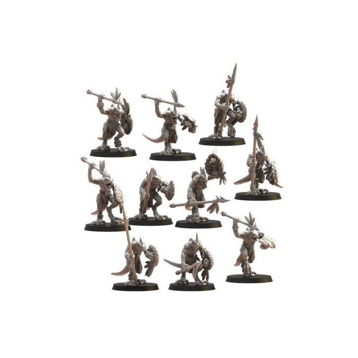 Figurine à peindre : Régiment de 10 Guerriers Cuetzpalli (javelot et bouclier)