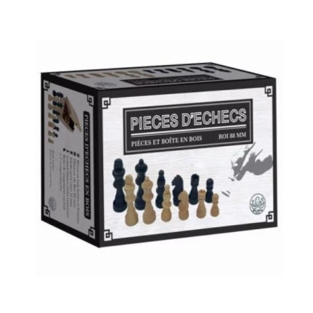 Coffret de pièces d’échecs en bois