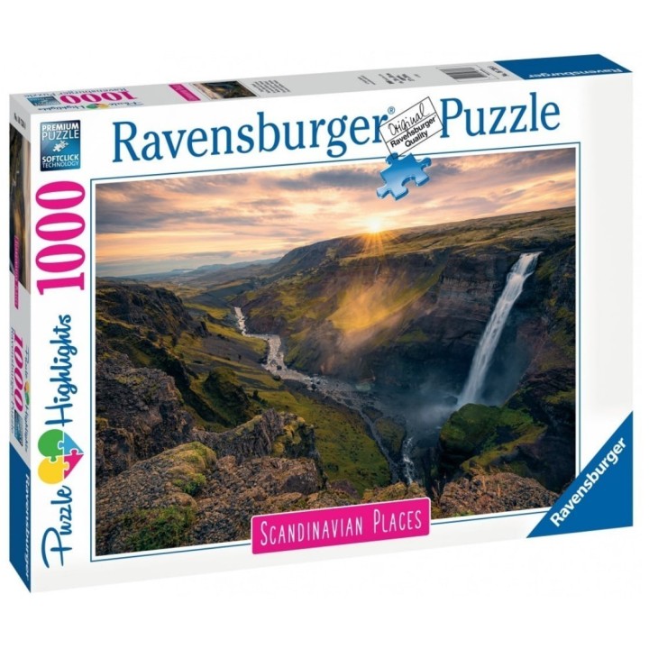 Puzzle Ravensburger Highlights : La Cascade Haiffos, Islande - 1000 Pièces