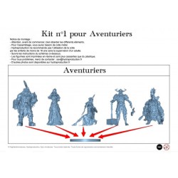 Figurine à peindre : Kit N°1 pour Aventuriers : 5 Aventuriers avec 7 Dés Jeu de Rôles