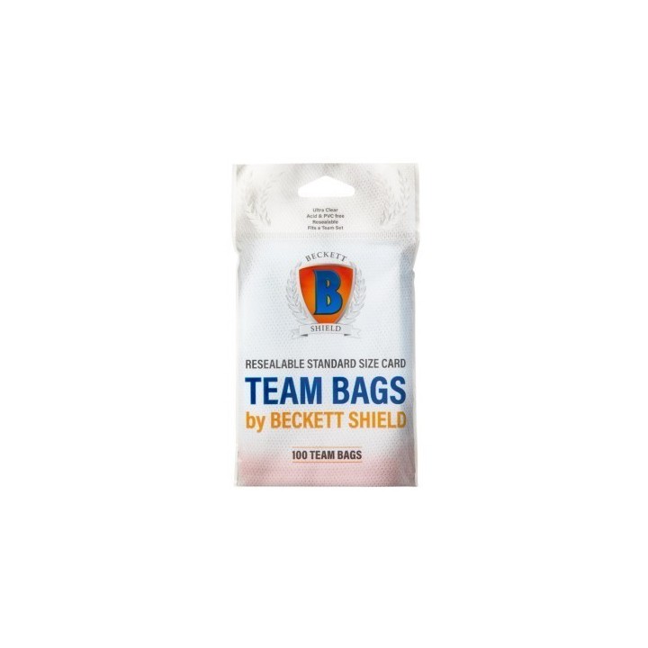 Protège-cartes Beckett Shield - 100 Standard Size Card Team Bags Clear