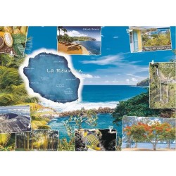 Puzzle 1500 pcs Collection Évasion Carte postale de la Réunion - Nathan