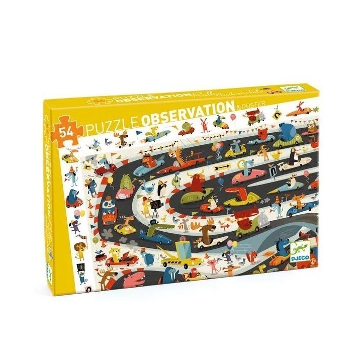 Puzzle Djeco Observation - Rallye automobile - 54 pièces