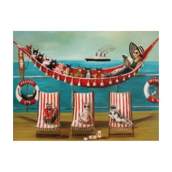 Puzzle New York Puzzle Company - Janet Hill : All Paws on Deck - 500 Pièces