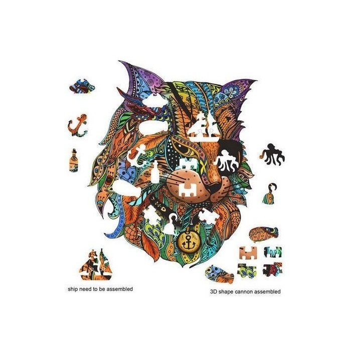 Puzzle en bois : Chat Pirate - 116 pièces