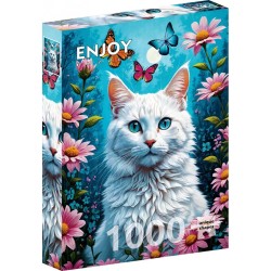 Puzzle Enjoy Puzzle : White Cat - 1000 Pièces