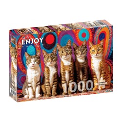 Puzzle Enjoy Puzzle : Five Cats - 1000 Pièces