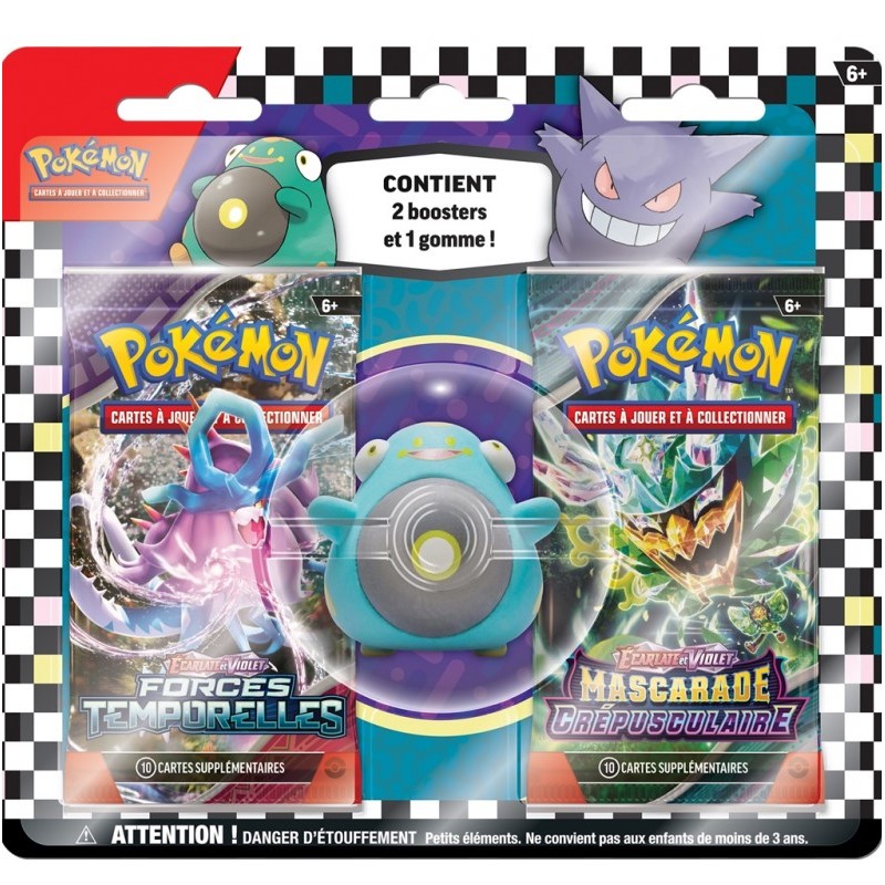 Pokémon - Pack 2 Boosters + Gomme Ampibidou