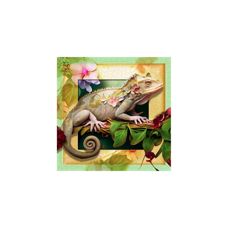 Puzzle Wooden City : Chameleon and Flowers - 505 Pièces