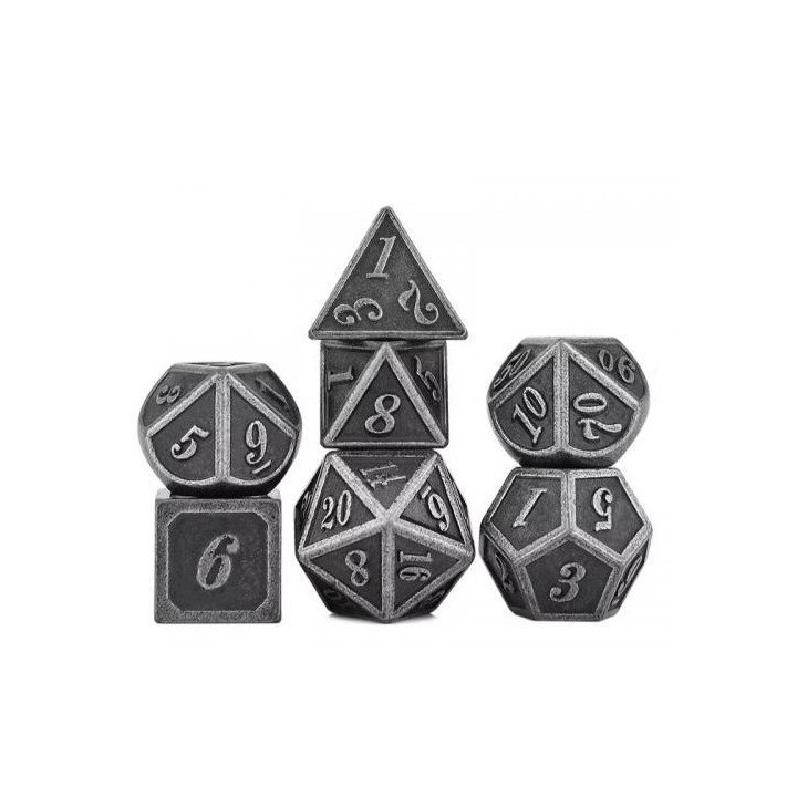 Set de 7 dés en métal - Outlined Silver