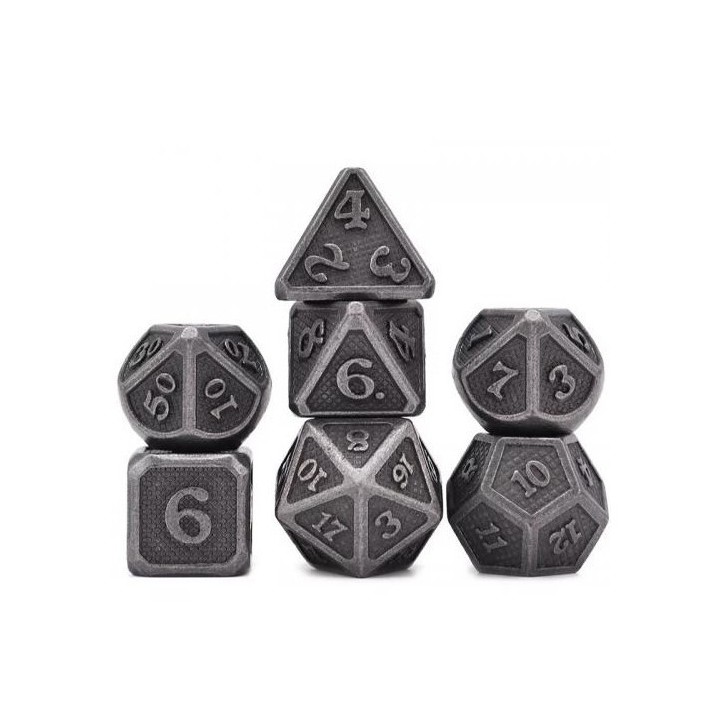 Set de 7 dés en métal - Solid Silver