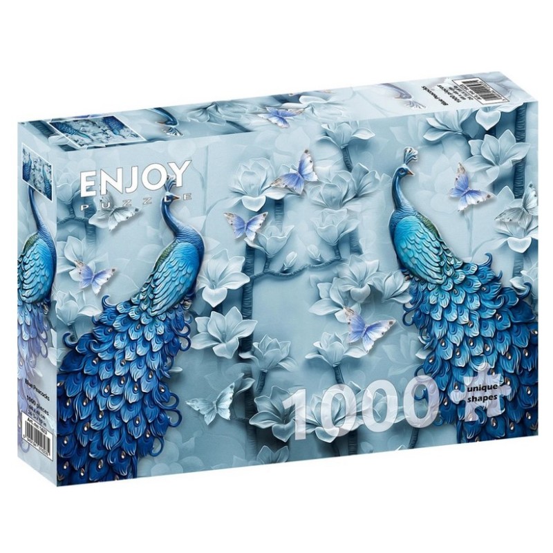 Puzzle Enjoy Puzzle : Blue Peacocks - 1000 Pièces