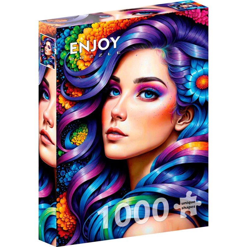 Puzzle Enjoy Puzzle : Rainbow Flower Portrait - 1000 Pièces