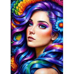 Puzzle Enjoy Puzzle : Rainbow Flower Portrait - 1000 Pièces