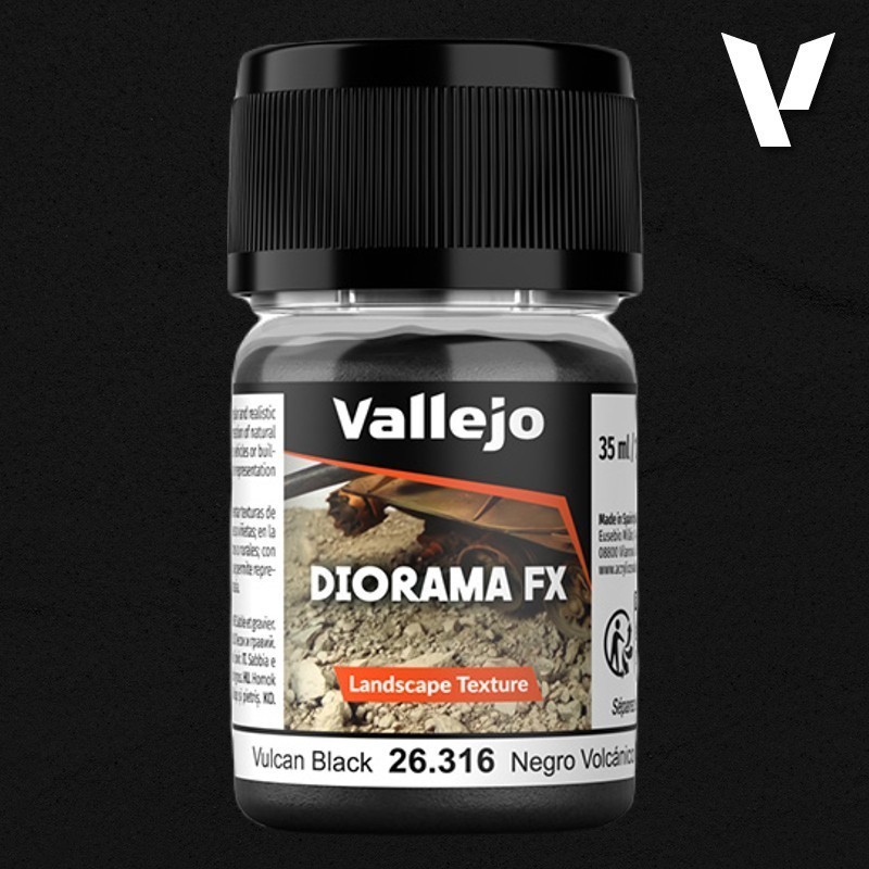 Diorama FX Vallejo Earth Texture : Vulcan Black – Noir Volcan (0,1-0,6mm)