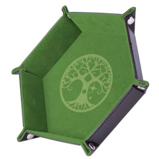 Piste de dés - Yggdrasil Arbre vert - 19 x 19 cm - Cuir et velours