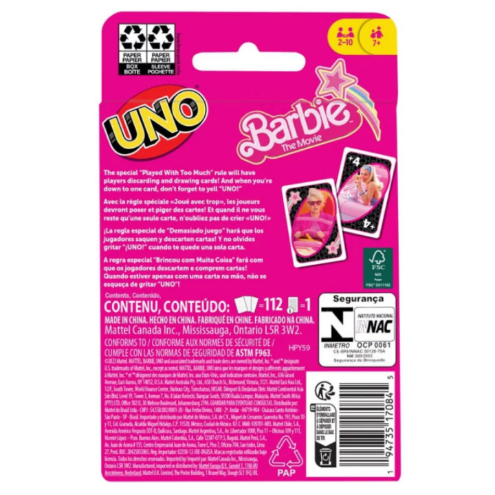 Jeux de société - Uno - Barbie The Movie