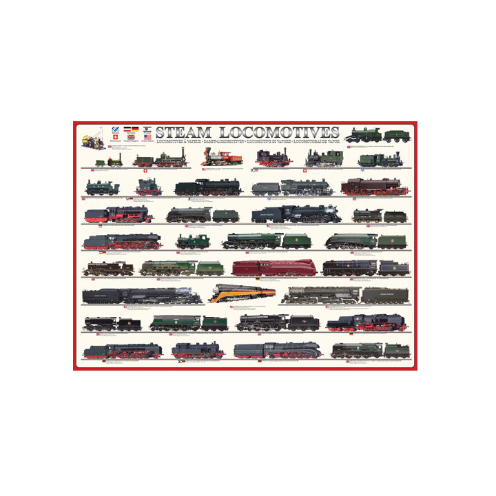 Puzzle Eurographics :  Locomotives à vapeur - 1000 Pièces