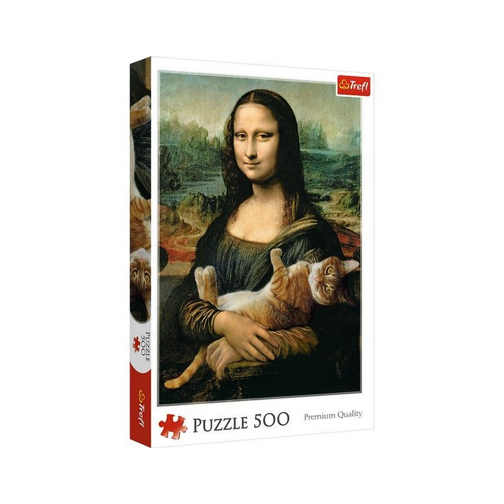 Puzzle Trefl - Mona Lisa and Purring Kitten - 500 Pièces