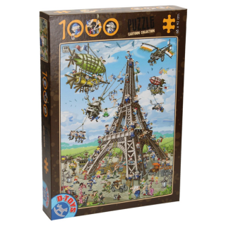Puzzle Cartoon Collection : Construction de la Tour Eiffel - 1000 Pièces