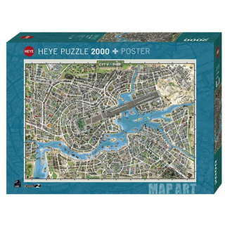 Puzzle Heye : Ville de la Pop : Map Art - 2000 Pièces