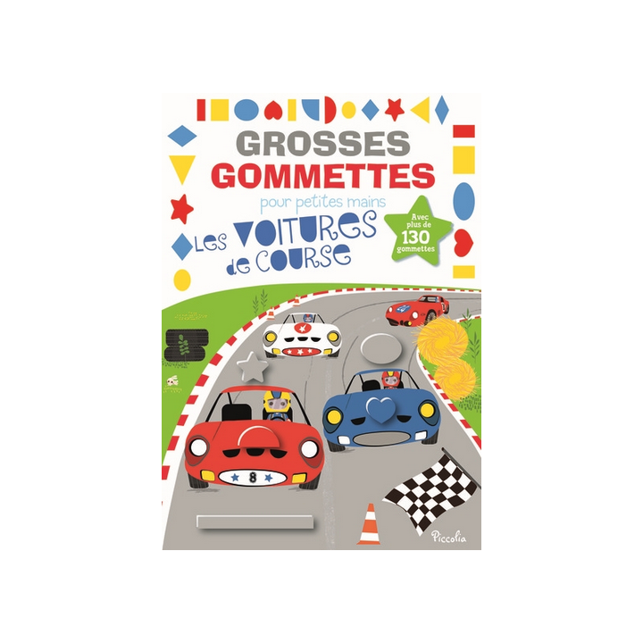 Livre Gommettes - Grosses Gommettes pour petites mains - Les Voitures de Course