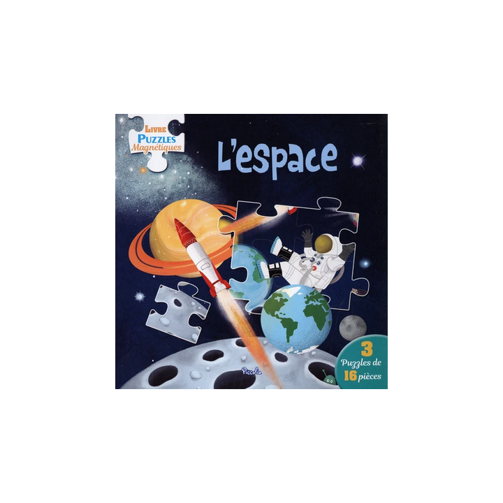 Livre Puzzles Magnétiques : L'espace - 3 puzzles de 16 pièces