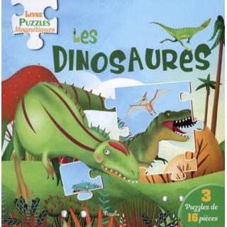 Livre Puzzles Magnétiques : Les Dinosaures - 3 puzzles de 16 pièces
