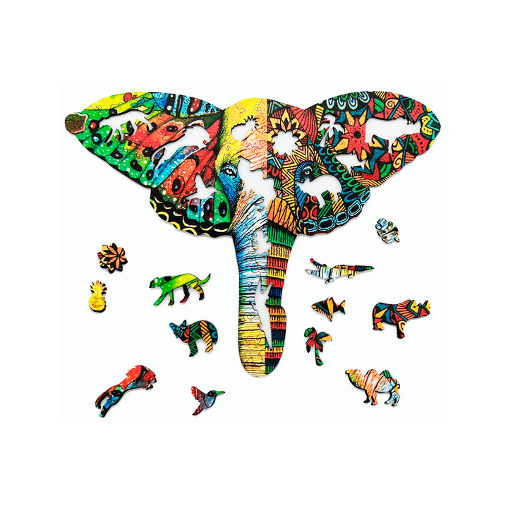 Puzzle en Bois : L’éléphant Aquarelle - 101Pièces