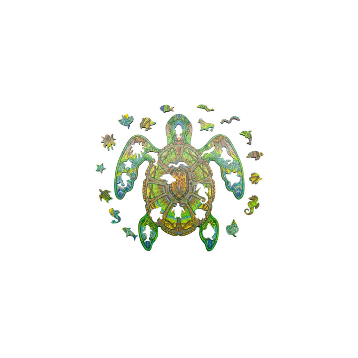 Puzzle en Bois : La Tortue Verte - 100 Pièces