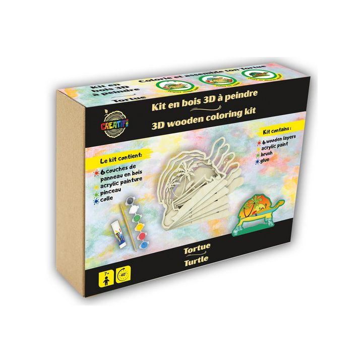 Kit en bois 3D à peindre : Tortue
