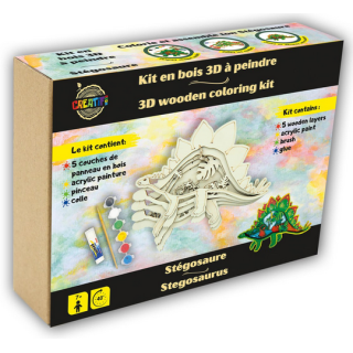 Kit en bois 3D à peindre : Stégosaure