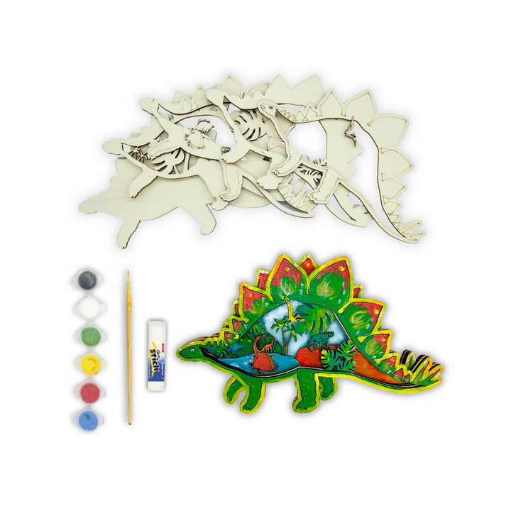 Kit en bois 3D à peindre : Stégosaure