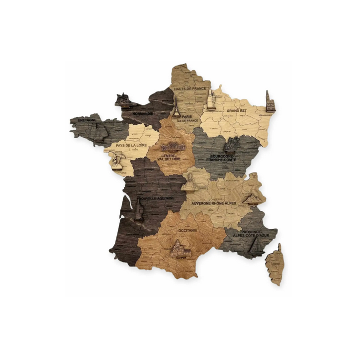 Puzzle en Bois : Carte de la France 2D - Taille S