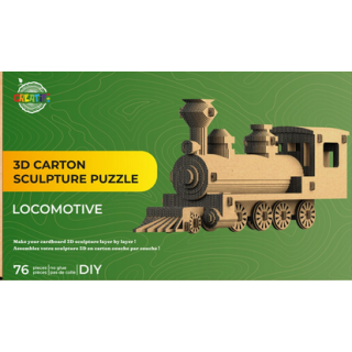 Puzzle-Sculpture 3D en carton : Locomotive - 76 Pièces