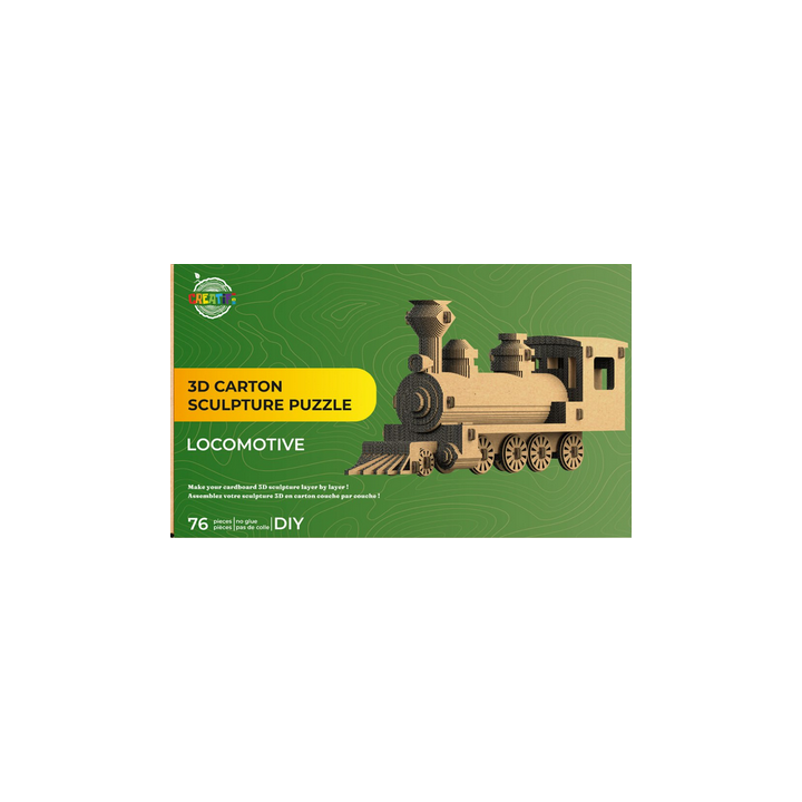 Puzzle-Sculpture 3D en carton : Locomotive - 76 Pièces