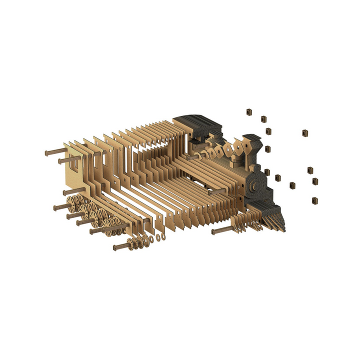 Puzzle-Sculpture 3D en carton : Locomotive - 76 Pièces