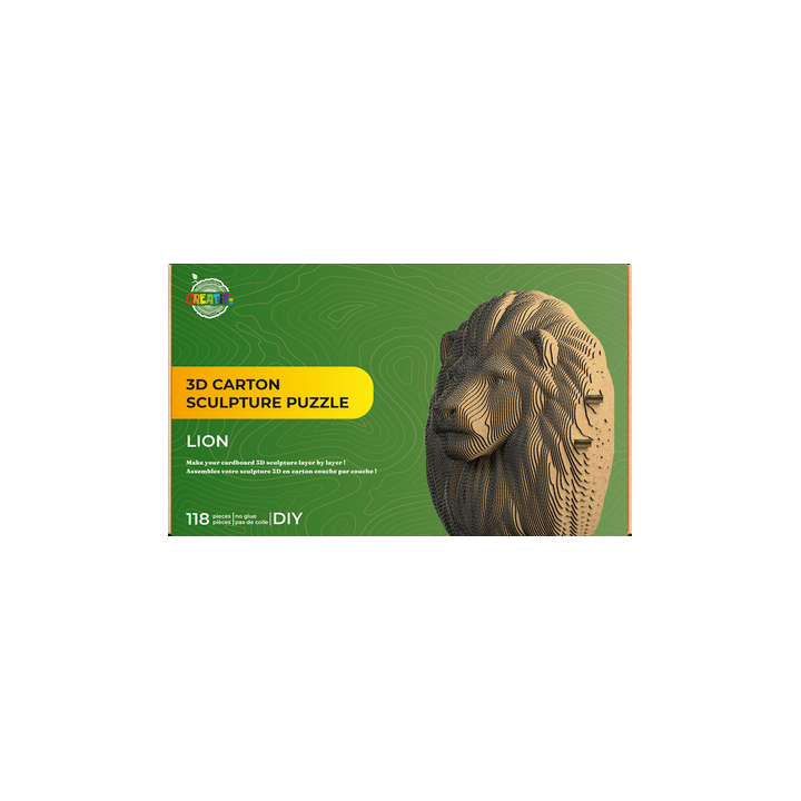 Puzzle-Sculpture 3D en carton : Lion - 118 Pièces