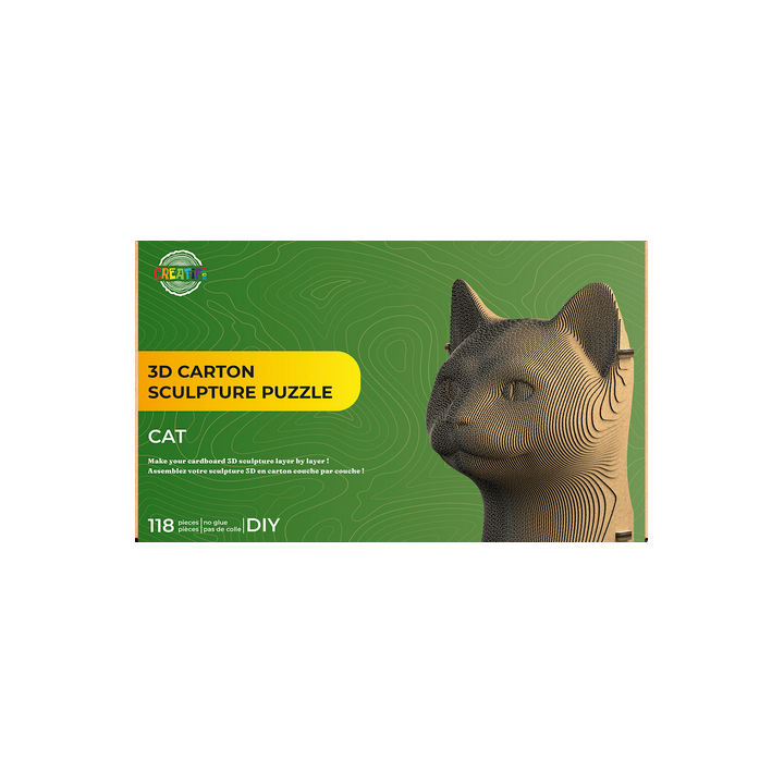 Puzzle-Sculpture 3D en carton : Chat - 118 Pièces
