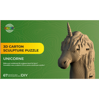 Puzzle-Sculpture 3D en carton : Licorne - 67 Pièces